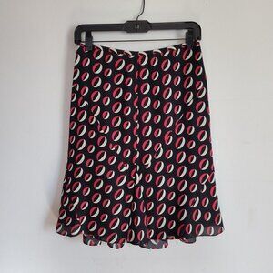 Ladies SZ 4P Anne Klein Blk/ Multi Geometric Print Silk Skirt